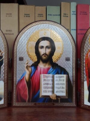 Kristuse, Jumalaema ja püha Nikolai kolmikikoon (16 x 12 cm)