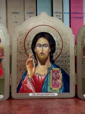 Kokkupandav lauaikoon Kristuse ja inglitega (ca 14 x 10 cm)