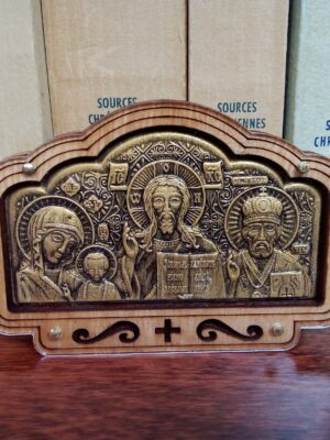 Kristuse, Jumalaema ja püha Nikolai ikoon (kleebitav)