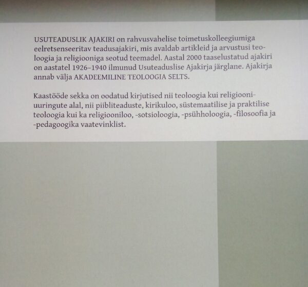 Usuteaduslik Ajakiri 1/2023 (84). Eesti Apostlik-Õigeusu Kirik 100 - Image 2