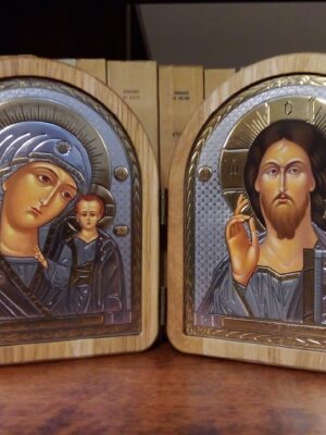 Kristuse ja Jumalaema kaksikikoon (metalne, ca 18,5 x 15,5 cm)