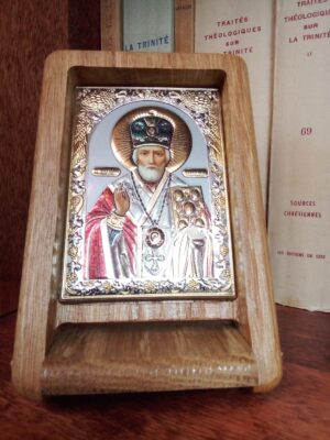 Püha Nikolai kokkupandav lauaikoon (ca 12,5 x 8 cm)