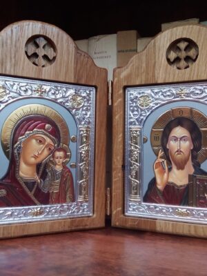 Puust kaantega Kristuse ja Jumalaema kaksikikoon, ca 19 x 13 cm