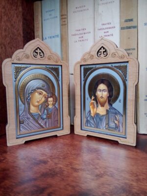 Kristuse ja Jumalaema kaksikikoon (kaunistustega), ca 12 x 7,5 cm