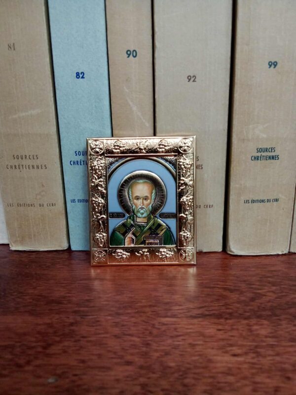 Väike püha piiskop Nikolai ikoon (ca 6,4 x 5,2 cm, kleebitav)