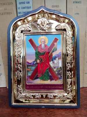 Püha Andreas Esmakutsutu ikoon (ca 13,8 x 9,8 cm, kuldse raamiga 3)