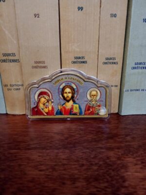 Kristuse, Jumalaema ja püha Nikolai kolmikikoon (ca 7,7 x 4,5 cm)