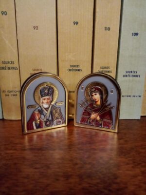 Väike Jumalaema ja püha Nikolai kaksikikoon (ca 5 x 4 cm)