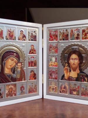 Kristuse ja Jumalaema kaksikikoon (koos suurte pühade ikoonidega, ca 20 x 17 cm)