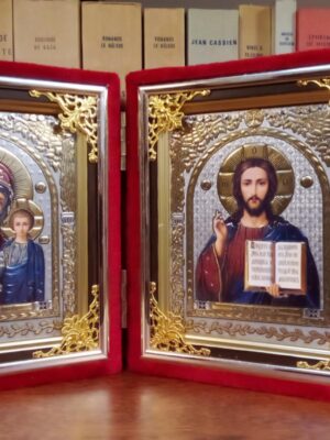 Kristuse ja Jumalaema kaksikikoon (punane II, ca 16 x 13,5 cm)