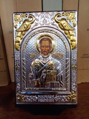 Püha Nikolai ikooniga kinkekarp (ikoonitahvli mõõtmed ca 10,5 x 7 cm)
