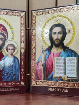 Kristuse ja Jumalaema kokkupandav kaksikikoon 2 (ca 8,5 x 6 cm)