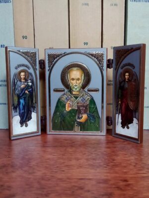 Püha Nikolai kokkupandav ikoon (inglitega)