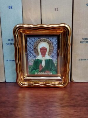 Püha Matrona ikoon (kuldses raamis, ca 7 x6 cm)