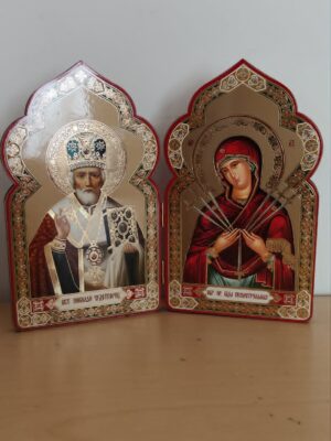 Jumalaema ja püha Nikolai kaksikikoon (ca 18 x 10,5 cm)